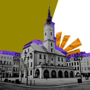 Zdjęcie gliwickiego rynku z ratuszem.